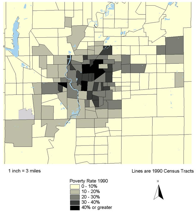 Figure 8.5: Marion County (Indianapolis), IN. Poverty Rate 1990