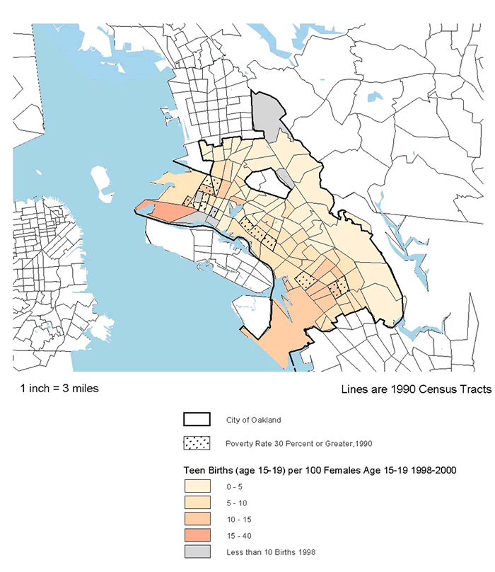 Figure 9.3 Alameda County, CA. Teen Birth Rates 1998-2000
