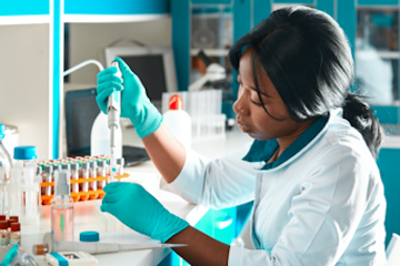 Female scientist performing laboratory tests