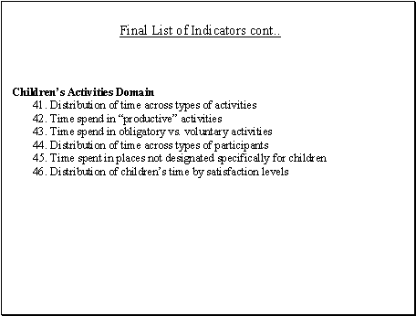 Final List of Indicators Cont...