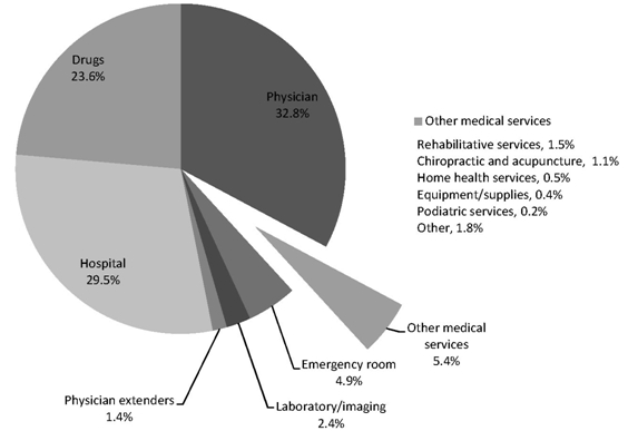 Figure 2. Percentage of total cost for covered medical services by service category