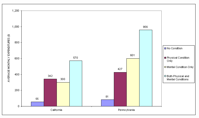 Figure III.12: Average Monthly Medicaid Expenditures, by Type of Health Condition, 1994.
