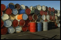 Empy barrels piled up