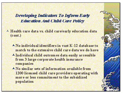 Developing Indicators To Inform Early Education And child Care Policy